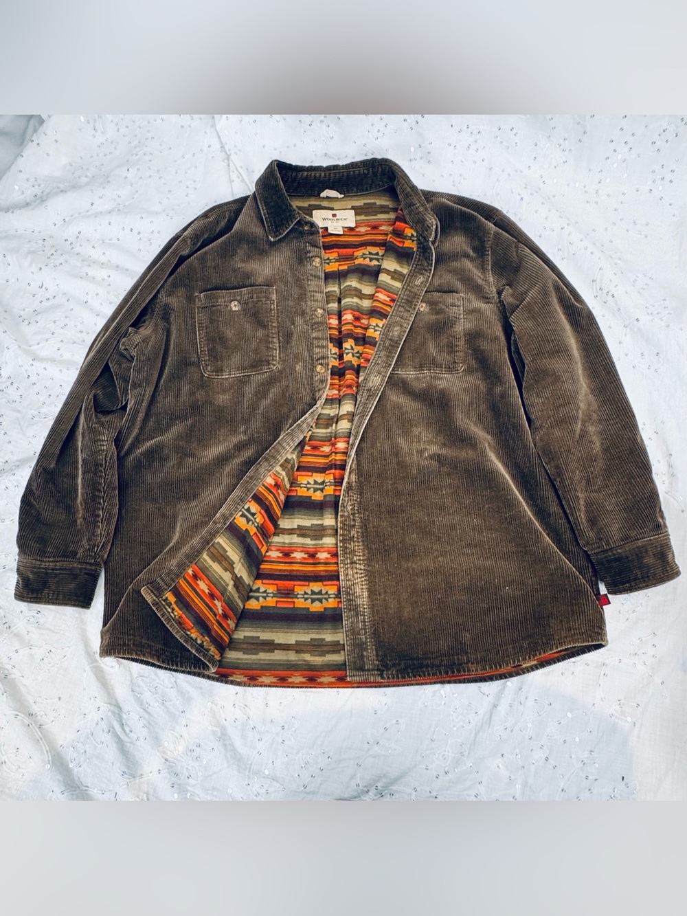 Vintage Woolrich Corduroy Shirt Jacket 2XL Southwestern Aztec Lined Shacket